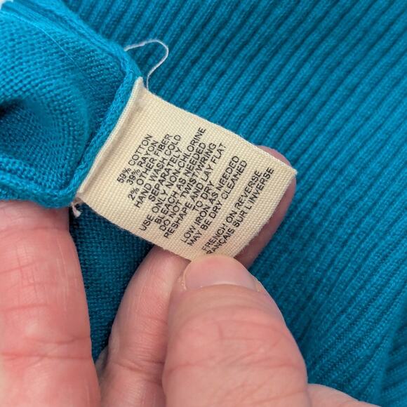 Anthropologie Moth Climate Control Cardigan Sweater Asymmetrical Blue Womens - Picture 5 of 5